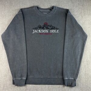 Blue 84 Jackson Hole Wyoming Mountain Graphic Sweatshirt Mens Large Gray Vintage
